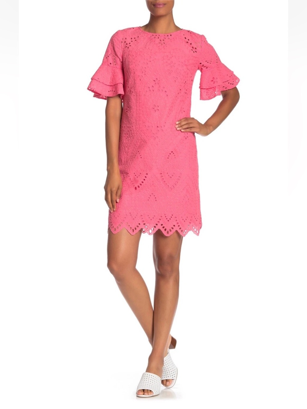 Trina Turk Praise Embroidered Eyelet Sheath Dress Cosmo Pink Size‎ 14